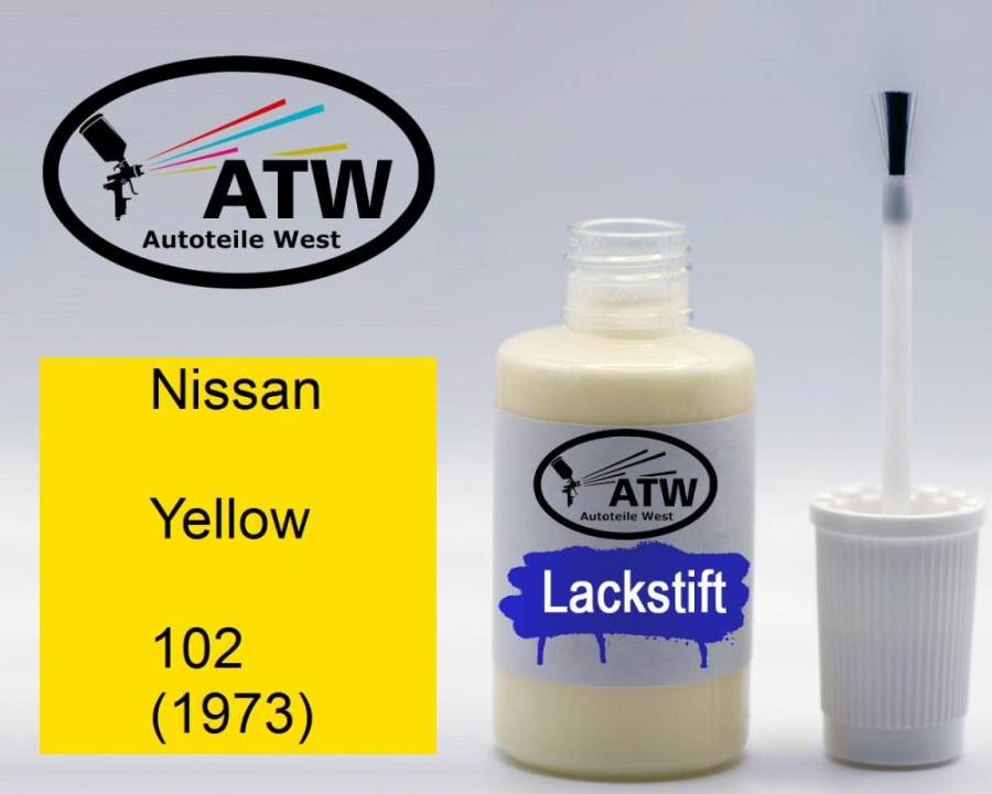 Nissan, Yellow, 102 (1973): 20ml Lackstift, von ATW Autoteile West.